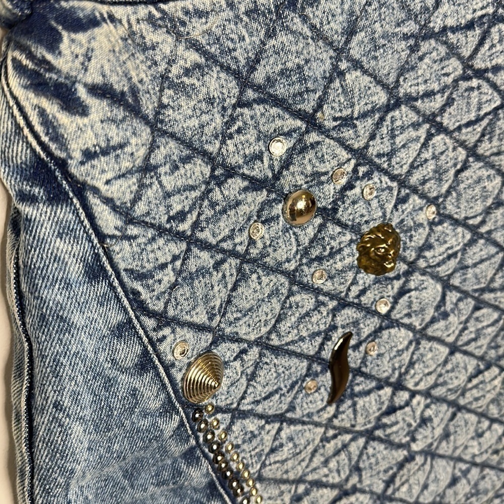 Colette Nivelle Paris Acid Wash Embellished 80’s Vintage Denim Skirt Sz 38 - Picture 4 of 12